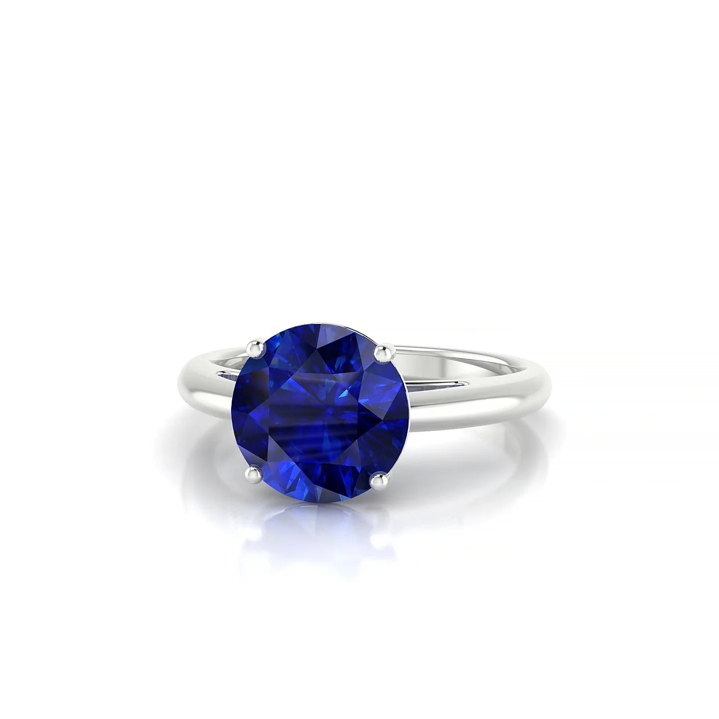 Treasure | 18k White Gold 8 mm Round Sapphire Ring