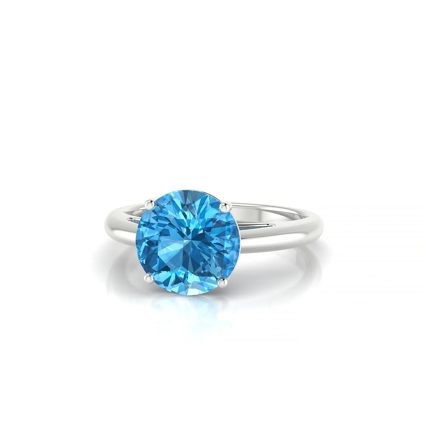 Treasure | 18k White Gold 8 mm Round Topaz Ring