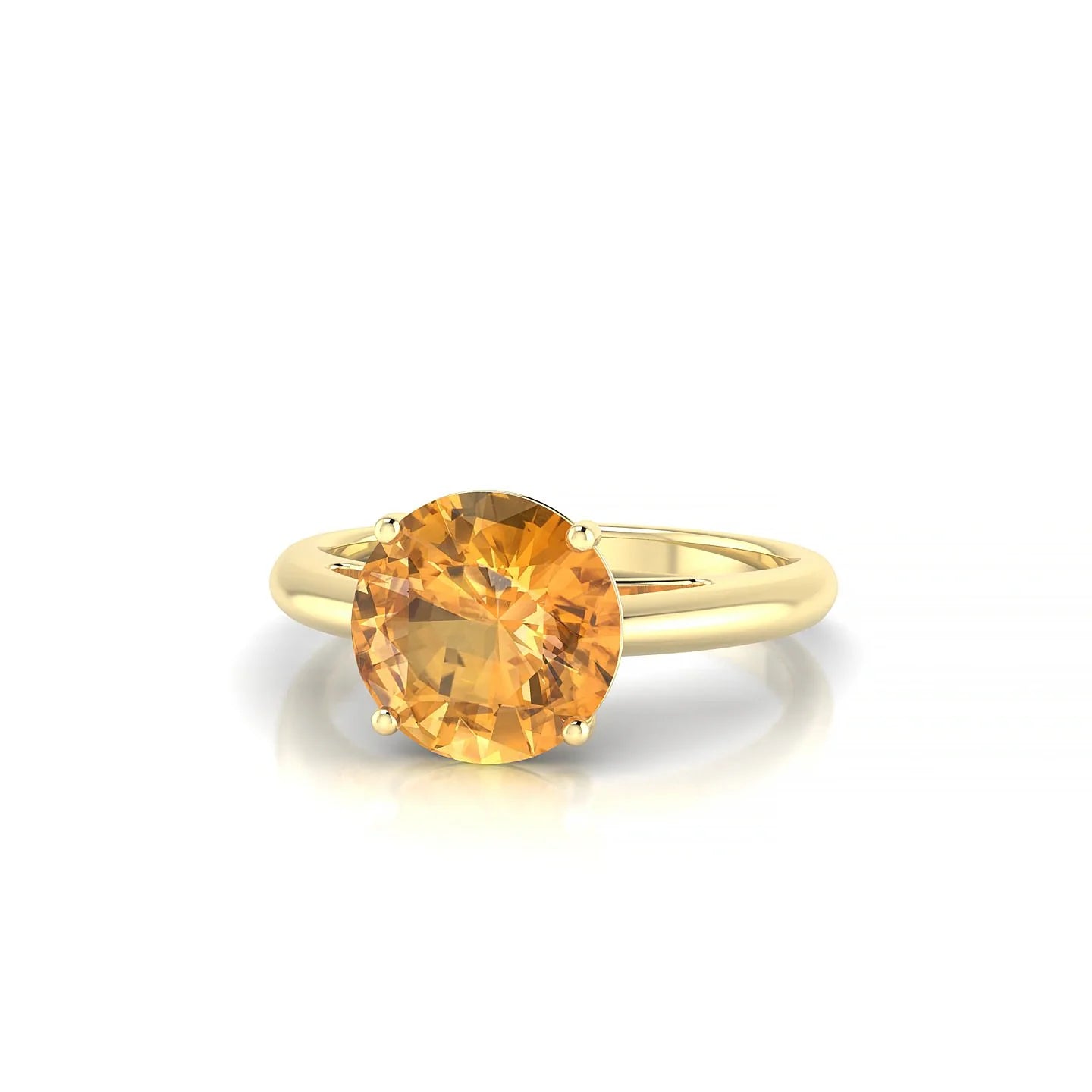 Treasure | 18k Yellow Gold 8 mm Round Citrine Ring