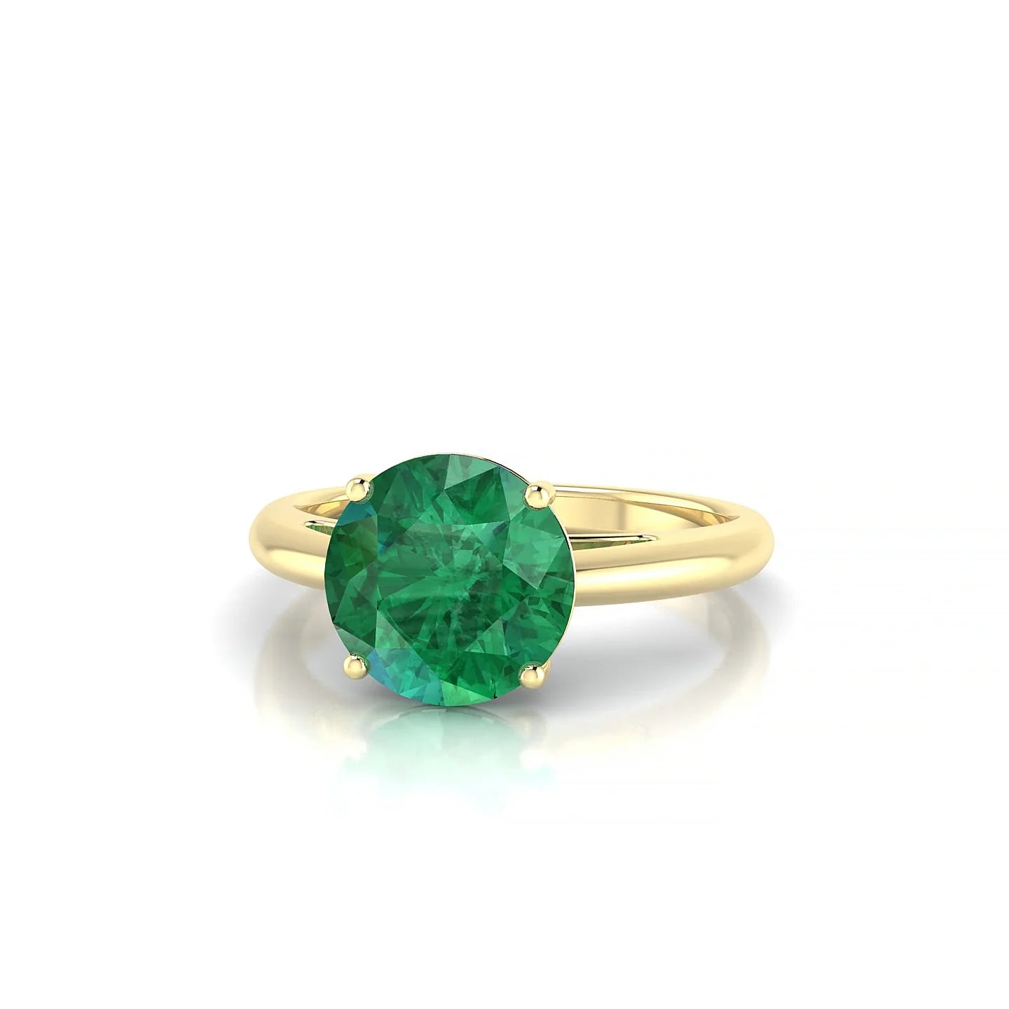 Treasure | 18k Yellow Gold 8 mm Round Emerald Ring