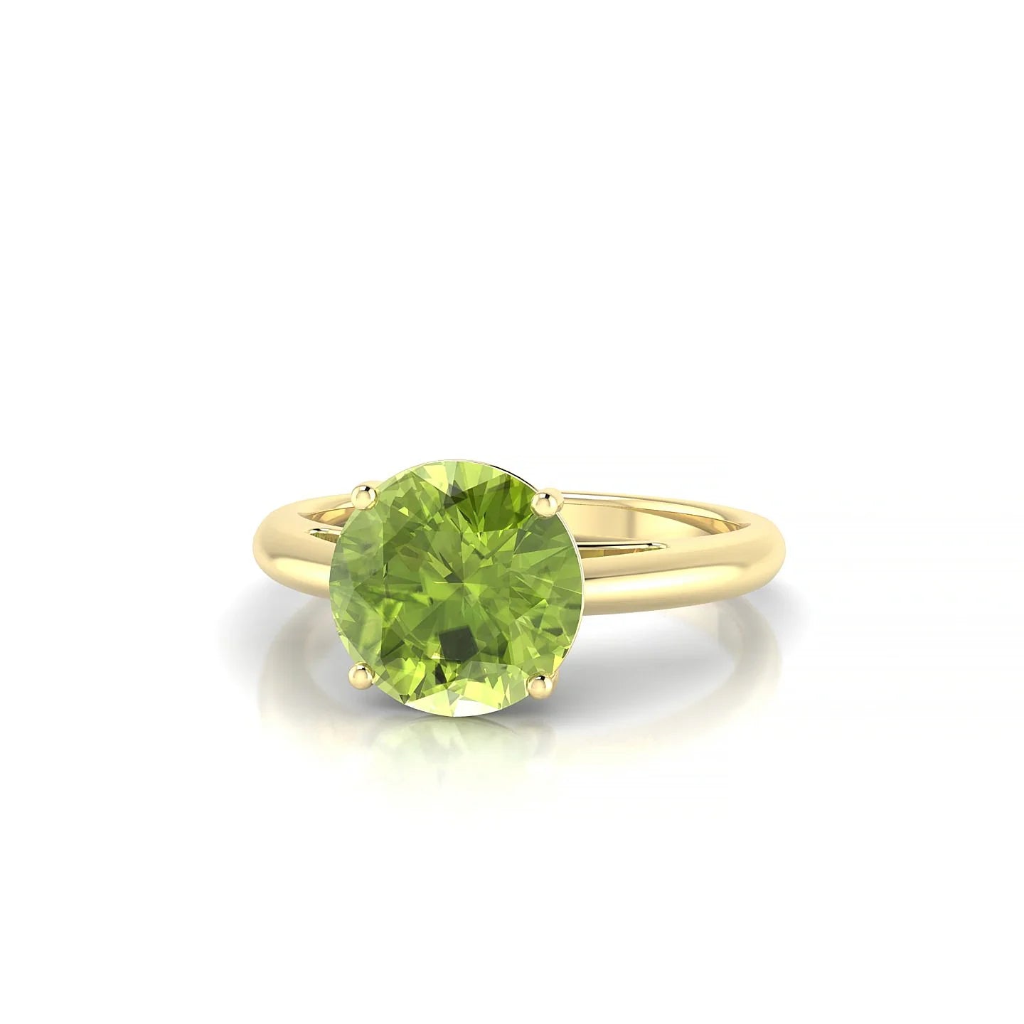 Treasure | 18k Yellow Gold 8 mm Round Peridot Ring