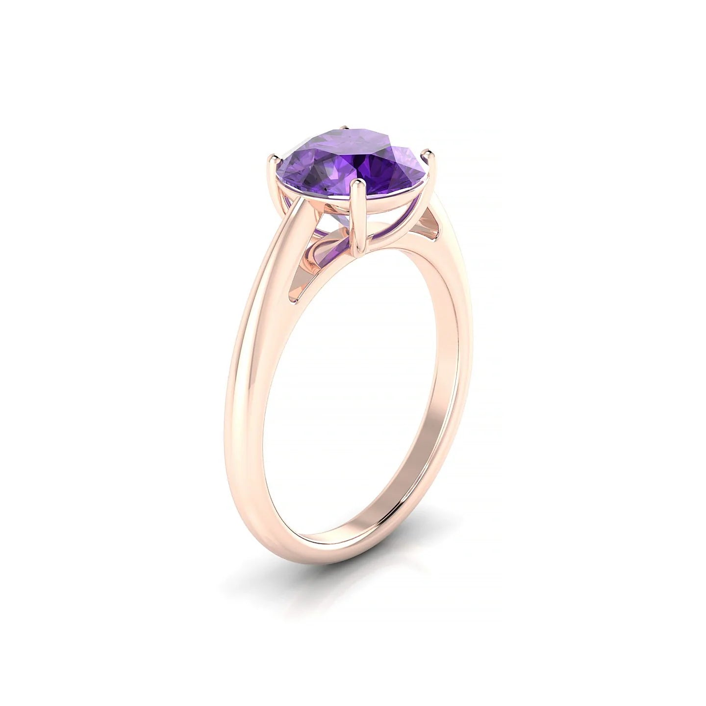 Treasure | 18k Rose Gold 8 mm Round Amethyst Ring