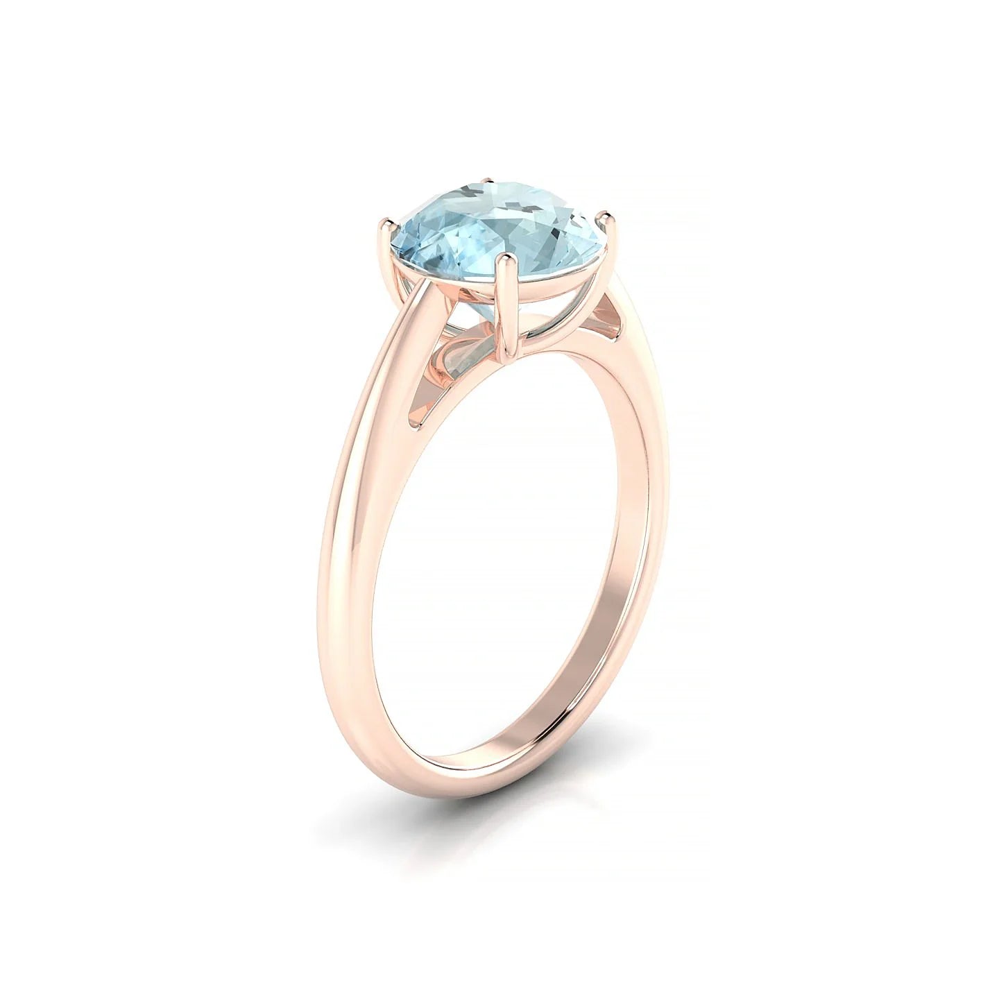 Treasure | 18k Rose Gold 8 mm Round Aquamarine Ring