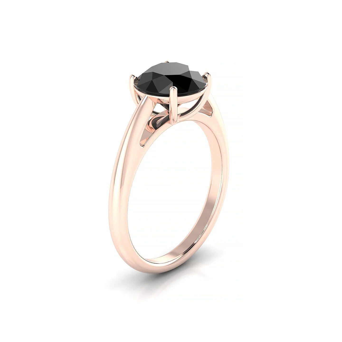 Treasure | 18k Rose Gold 8 mm Round Black Diamond Ring