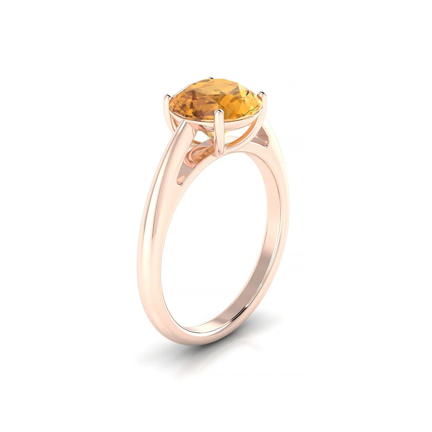 Treasure | 18k Rose Gold 8 mm Round Citrine Ring