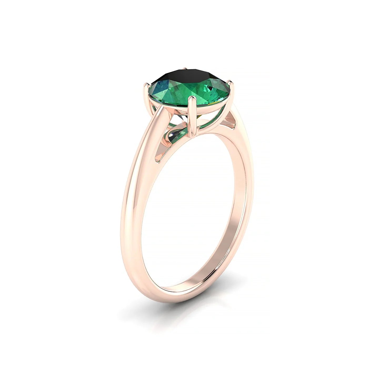 Treasure | 18k Rose Gold 8 mm Round Emerald Ring