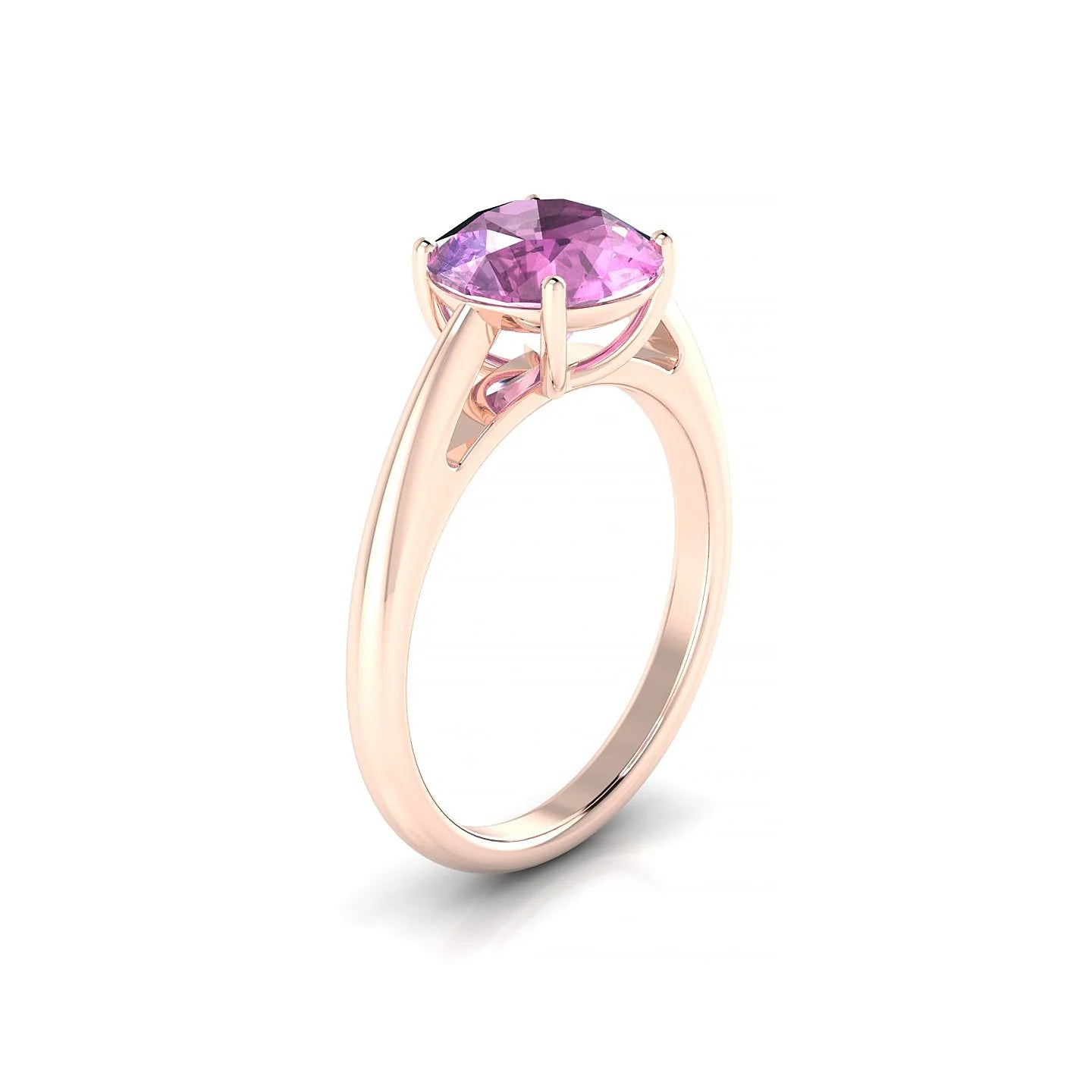 Treasure | 18k Rose Gold 8 mm Round Pink Sapphire Ring