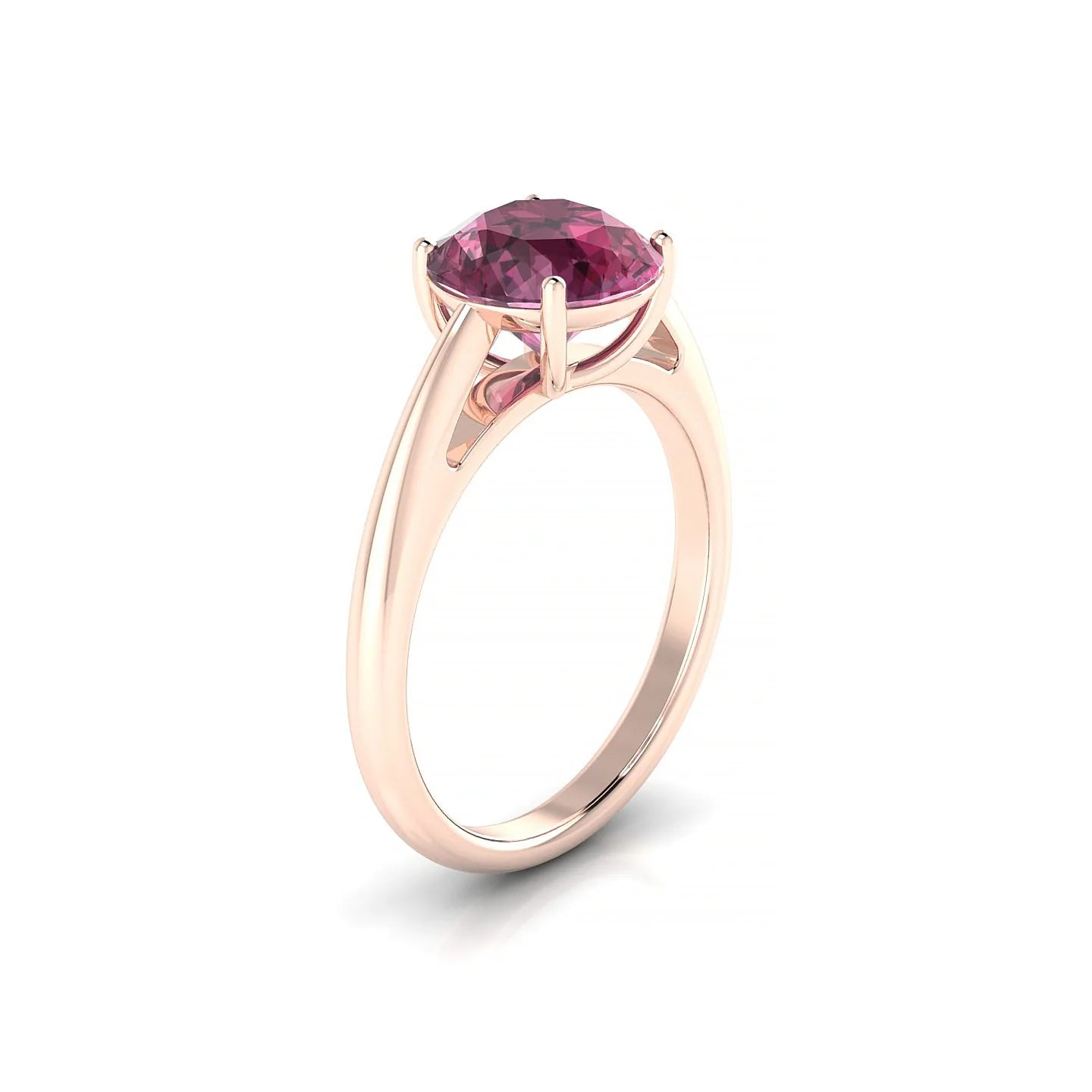 Treasure | 18k Rose Gold 8 mm Round Rhodolite Ring