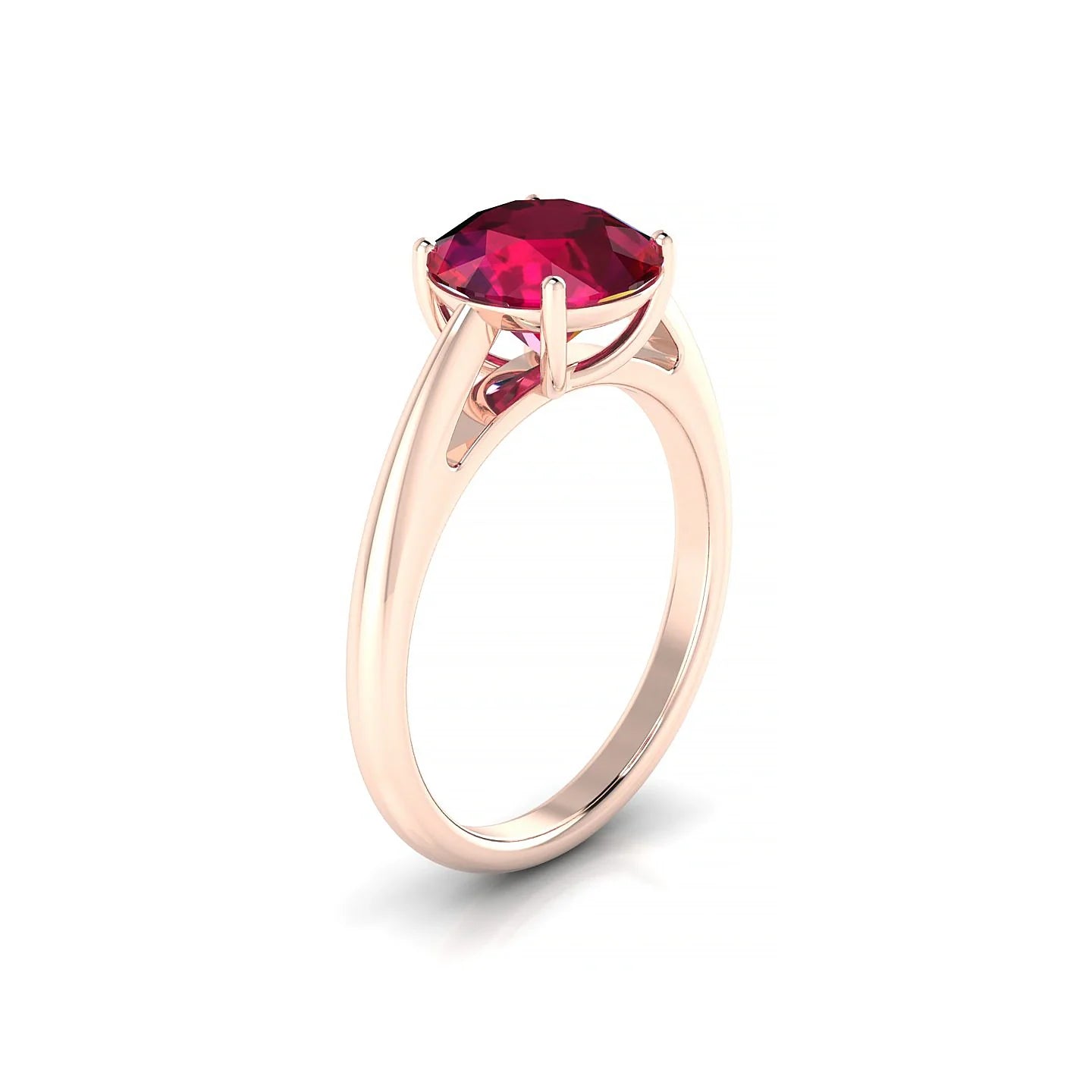 Treasure | 18k Rose Gold 8 mm Round Ruby Ring