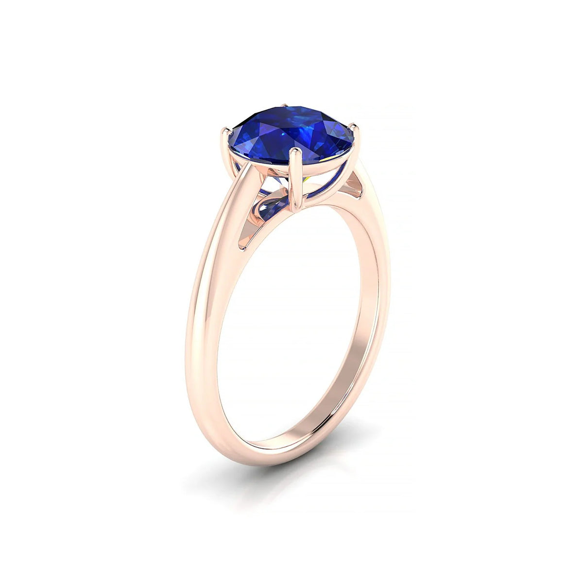 Treasure | 18k Rose Gold 8 mm Round Sapphire Ring