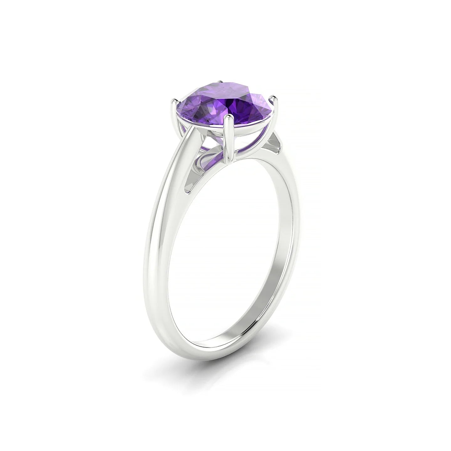 Treasure | 18k White Gold 8 mm Round Amethyst Ring