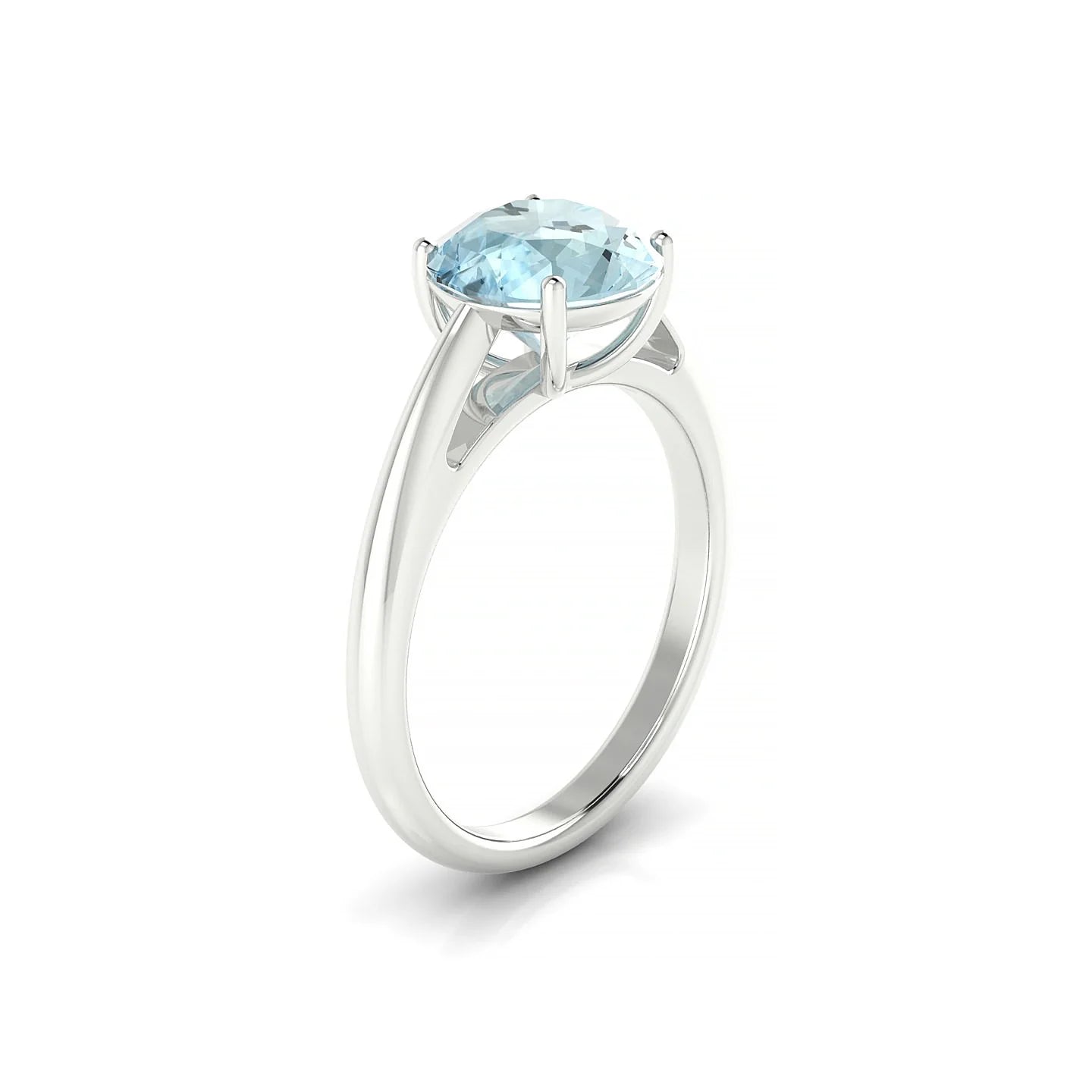 Treasure | 18k White Gold 8 mm Round Aquamarine Ring
