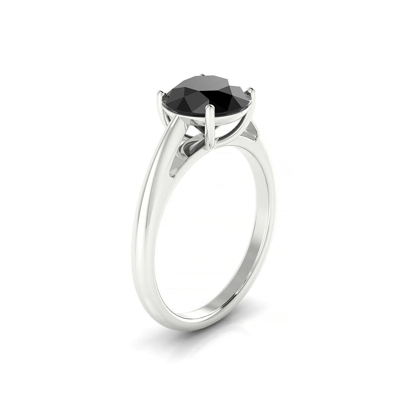 Treasure | 18k White Gold 8 mm Round Black Diamond Ring