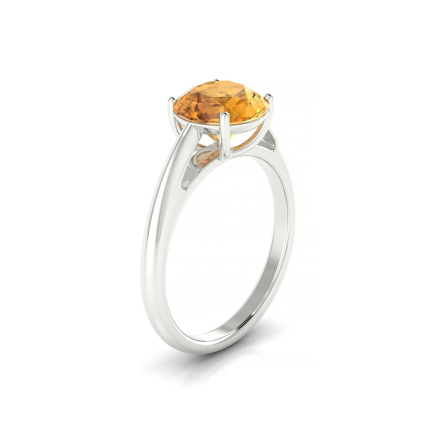 Treasure | 18k White Gold 8 mm Round Citrine Ring