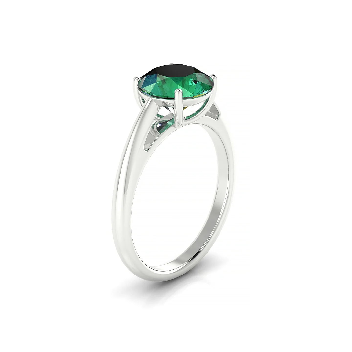 Treasure | 18k White Gold 8 mm Round Emerald Ring
