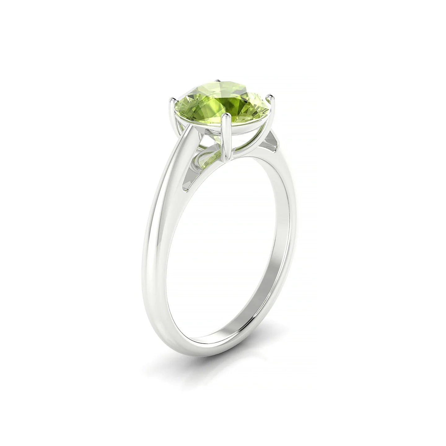 Treasure | 18k White Gold 8 mm Round Peridot Ring