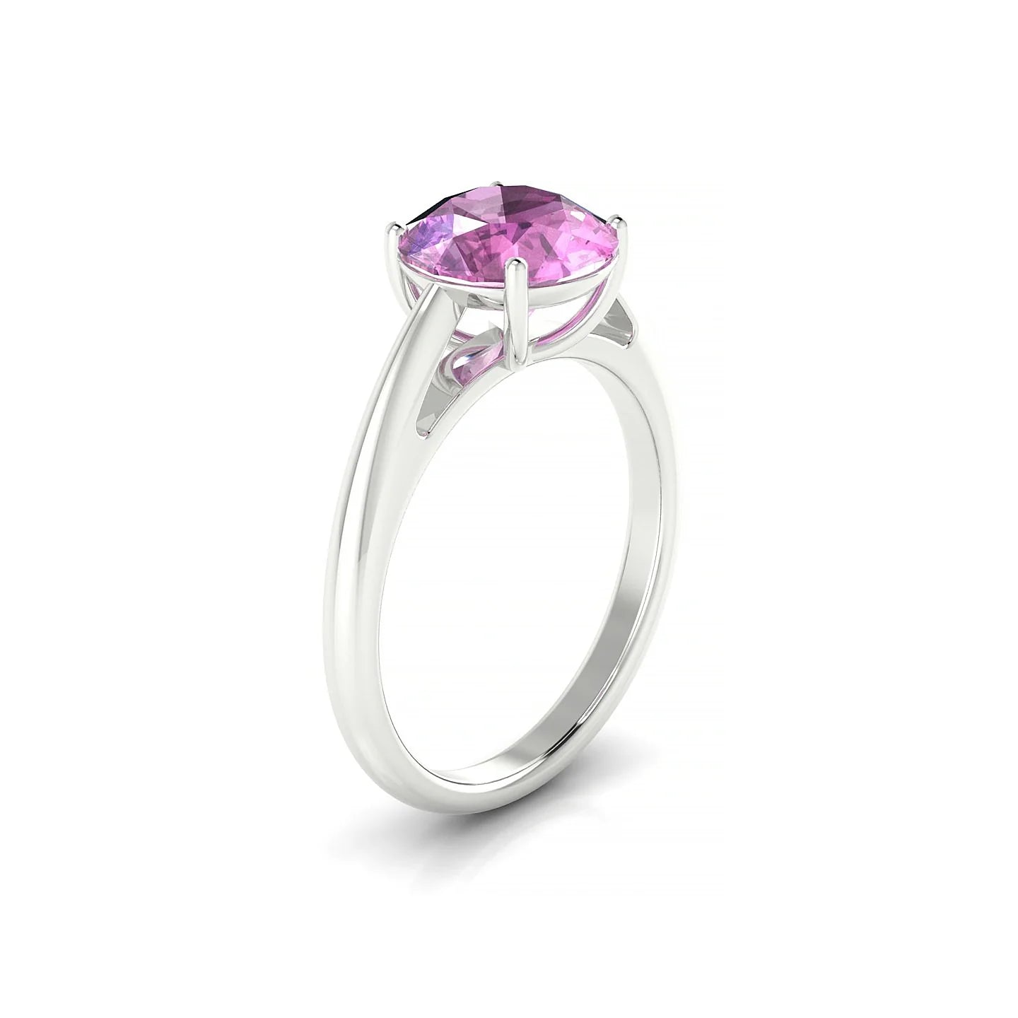 Treasure | 18k White Gold 8 mm Round Pink Sapphire Ring