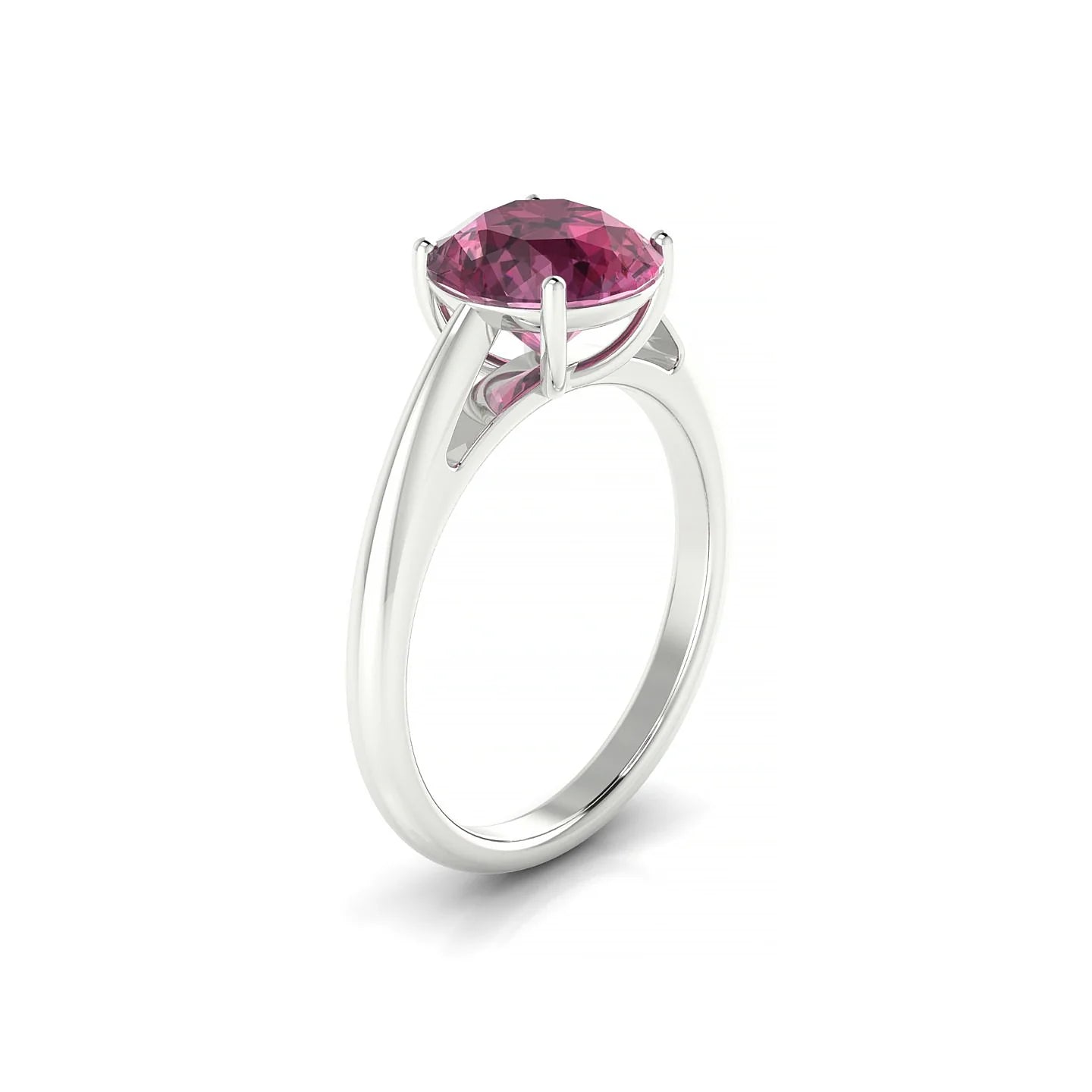 Treasure | 18k White Gold 8 mm Round Rhodolite Ring