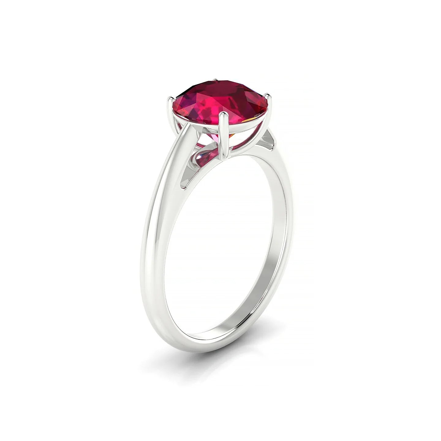 Treasure | 18k White Gold 8 mm Round Ruby Ring