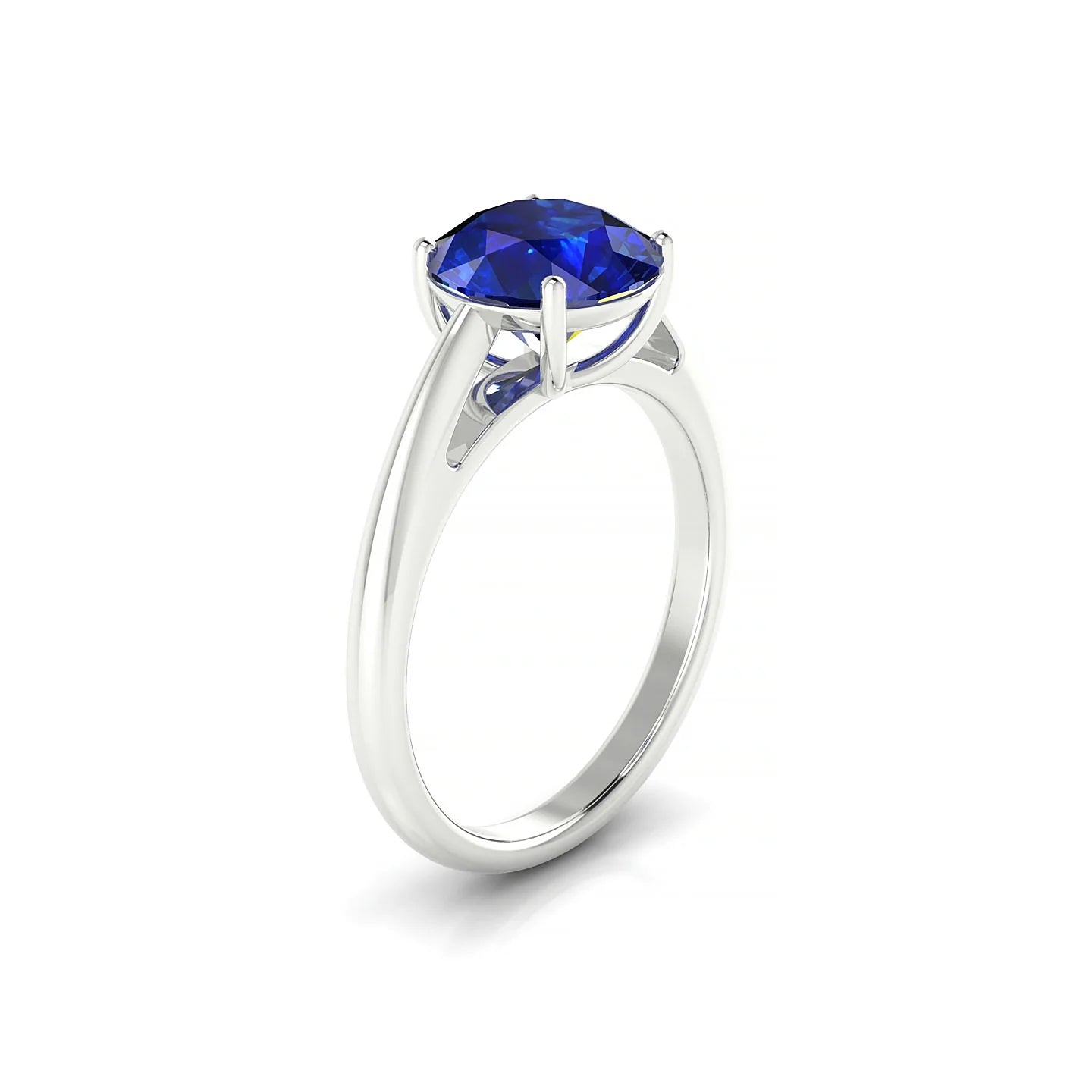 Treasure | 18k White Gold 8 mm Round Sapphire Ring