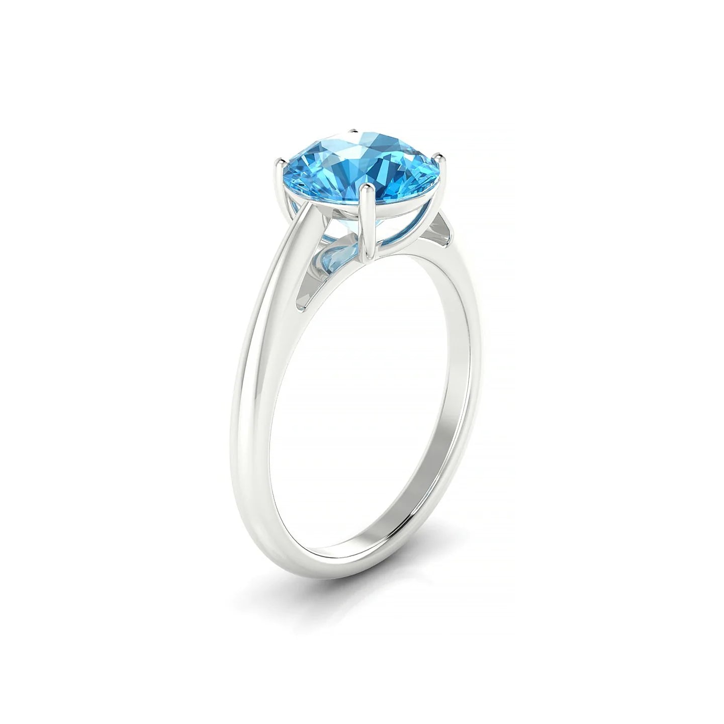 Treasure | 18k White Gold 8 mm Round Topaz Ring