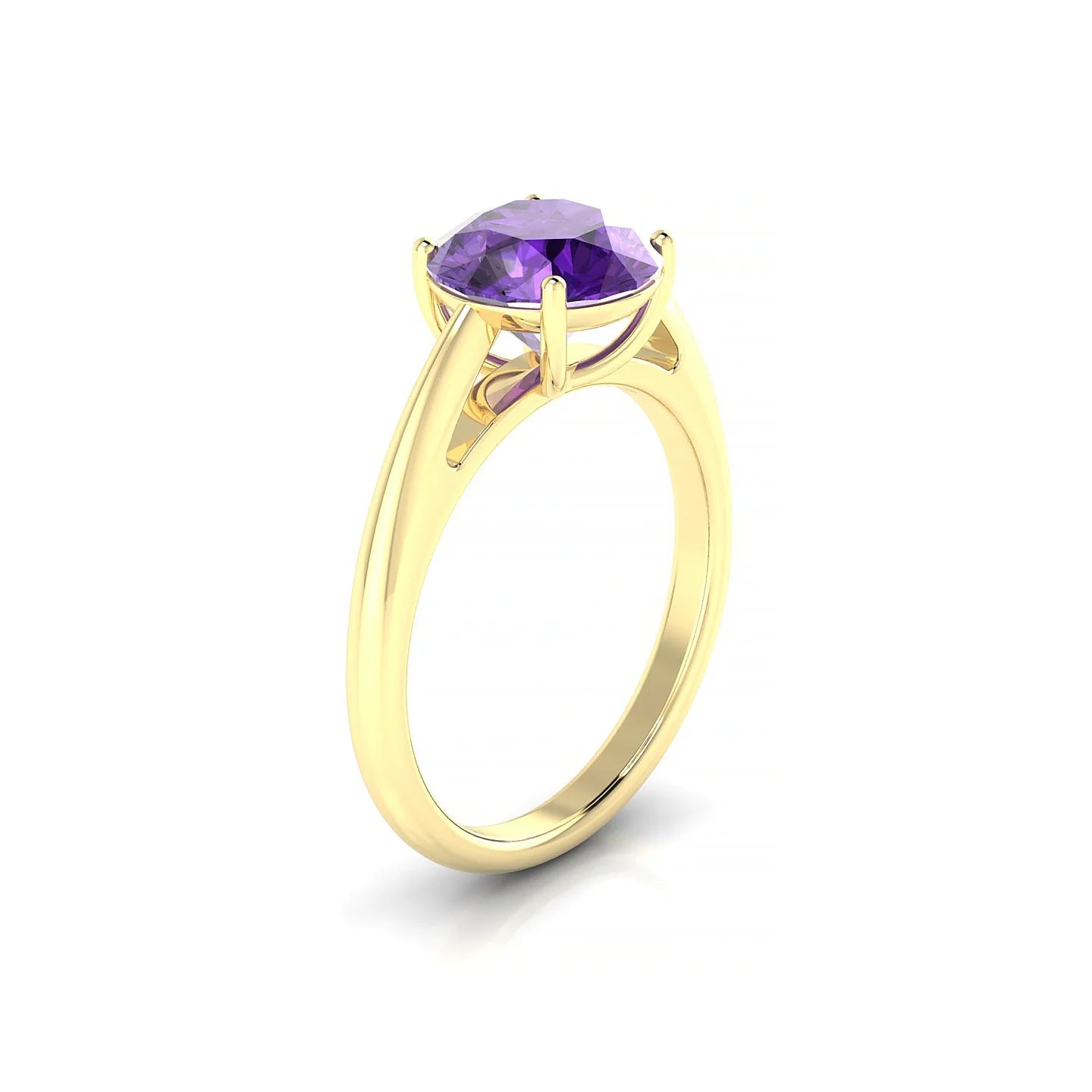 Treasure | 18k Yellow Gold 8 mm Round Amethyst Ring
