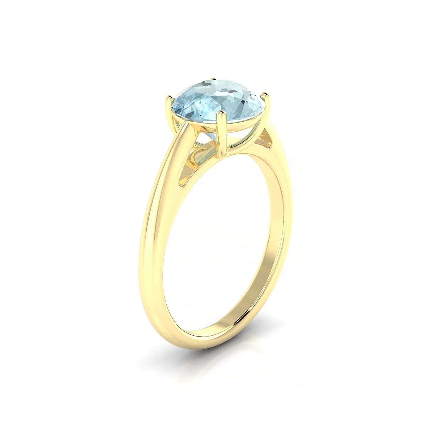 Treasure | 18k Yellow Gold 8 mm Round Aquamarine Ring
