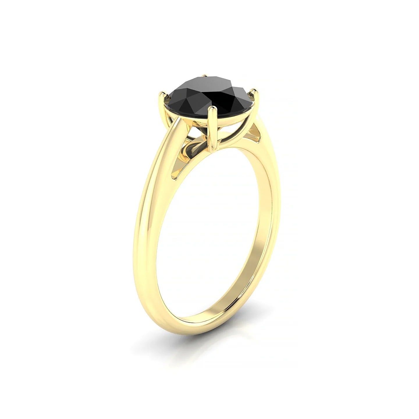 Treasure | 18k Yellow Gold 8 mm Round Black Diamond Ring