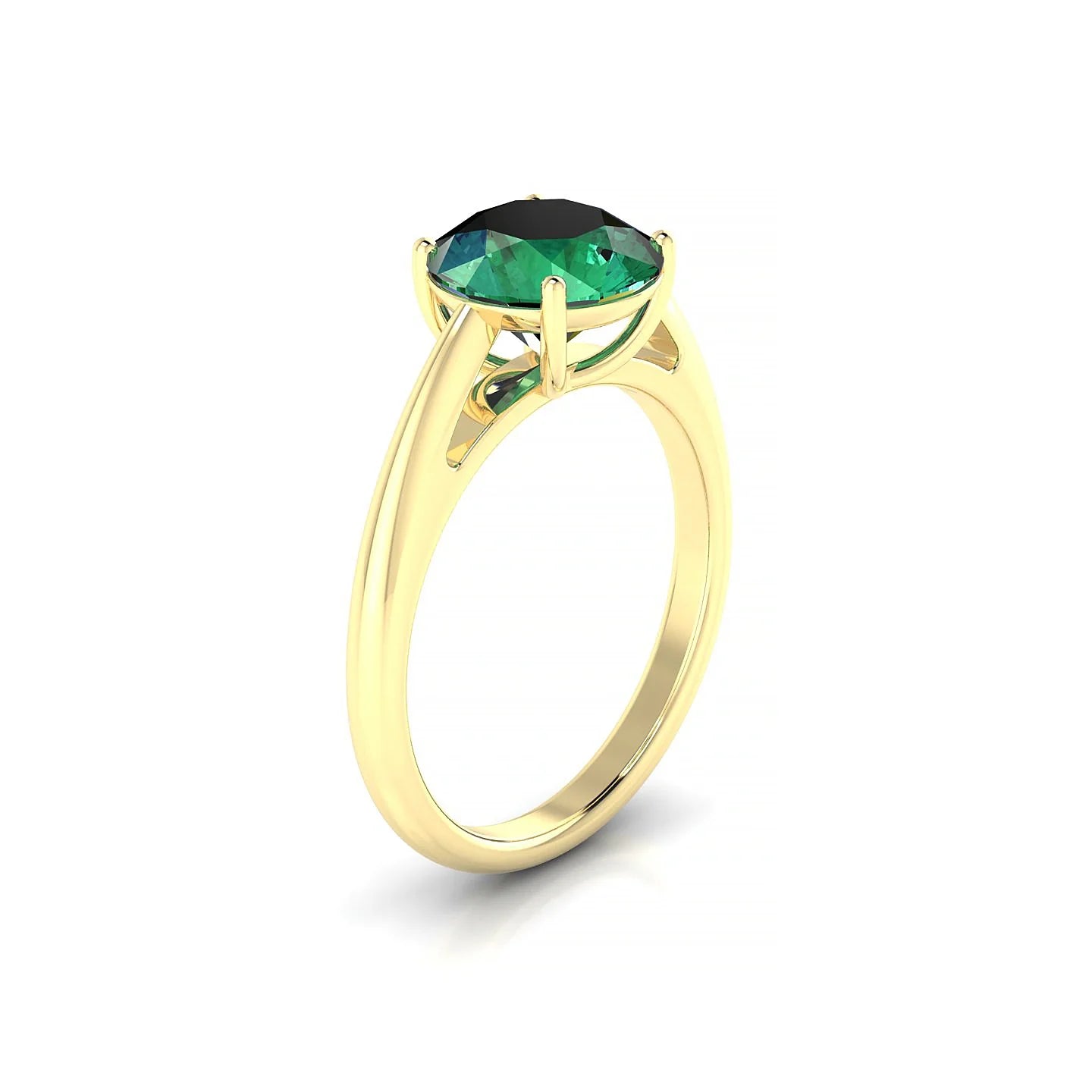 Treasure | 18k Yellow Gold 8 mm Round Emerald Ring