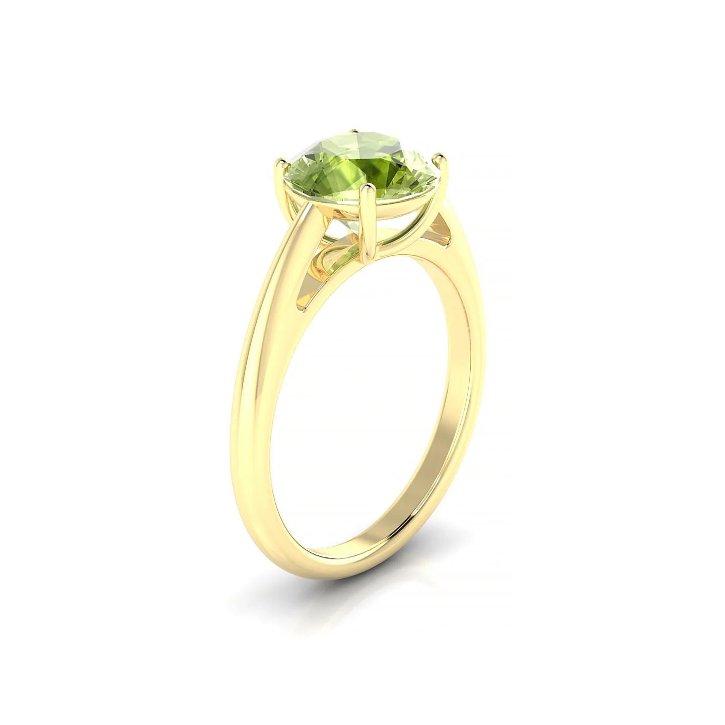 Treasure | 18k Yellow Gold 8 mm Round Peridot Ring