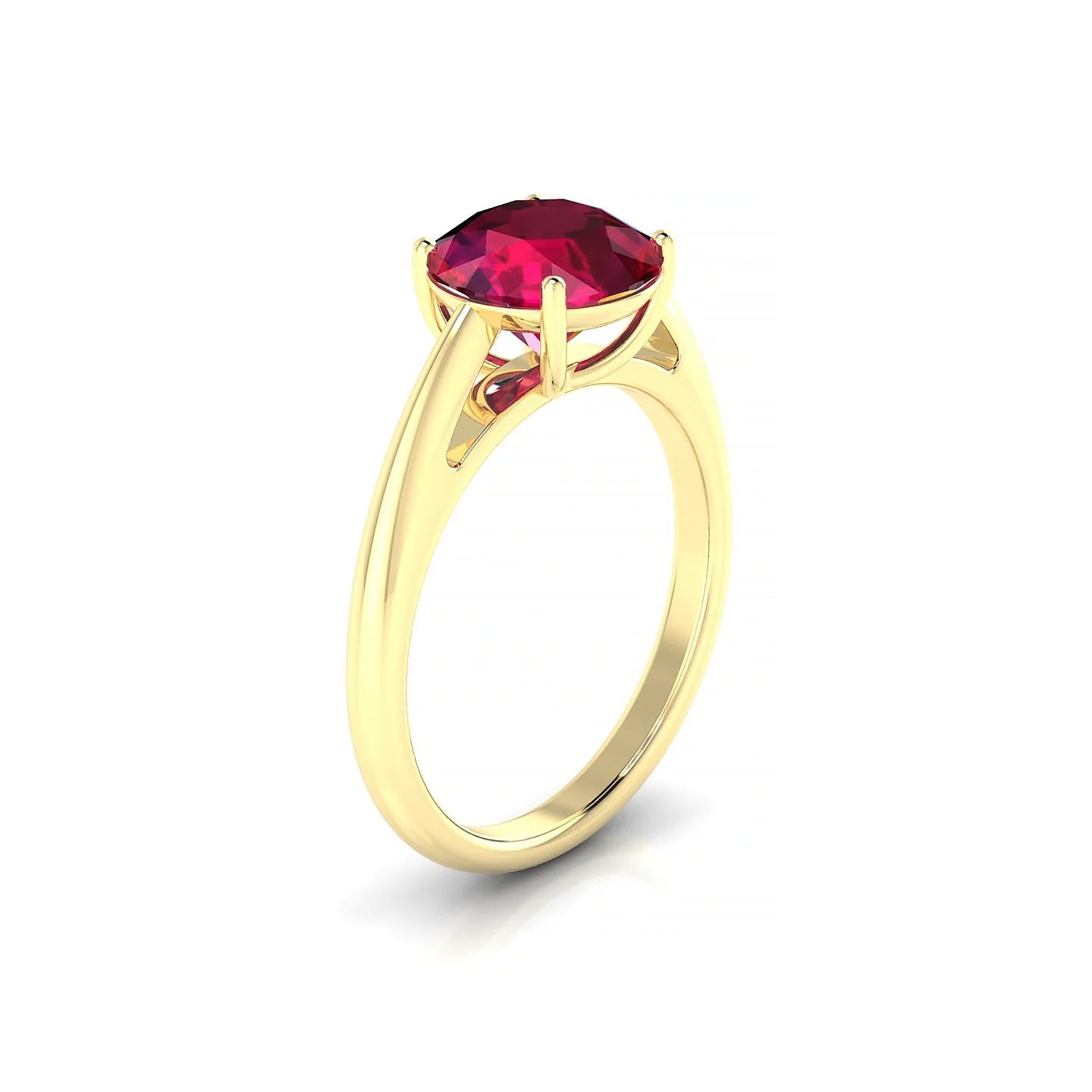 Treasure | 18k Yellow Gold 8 mm Round Ruby Ring