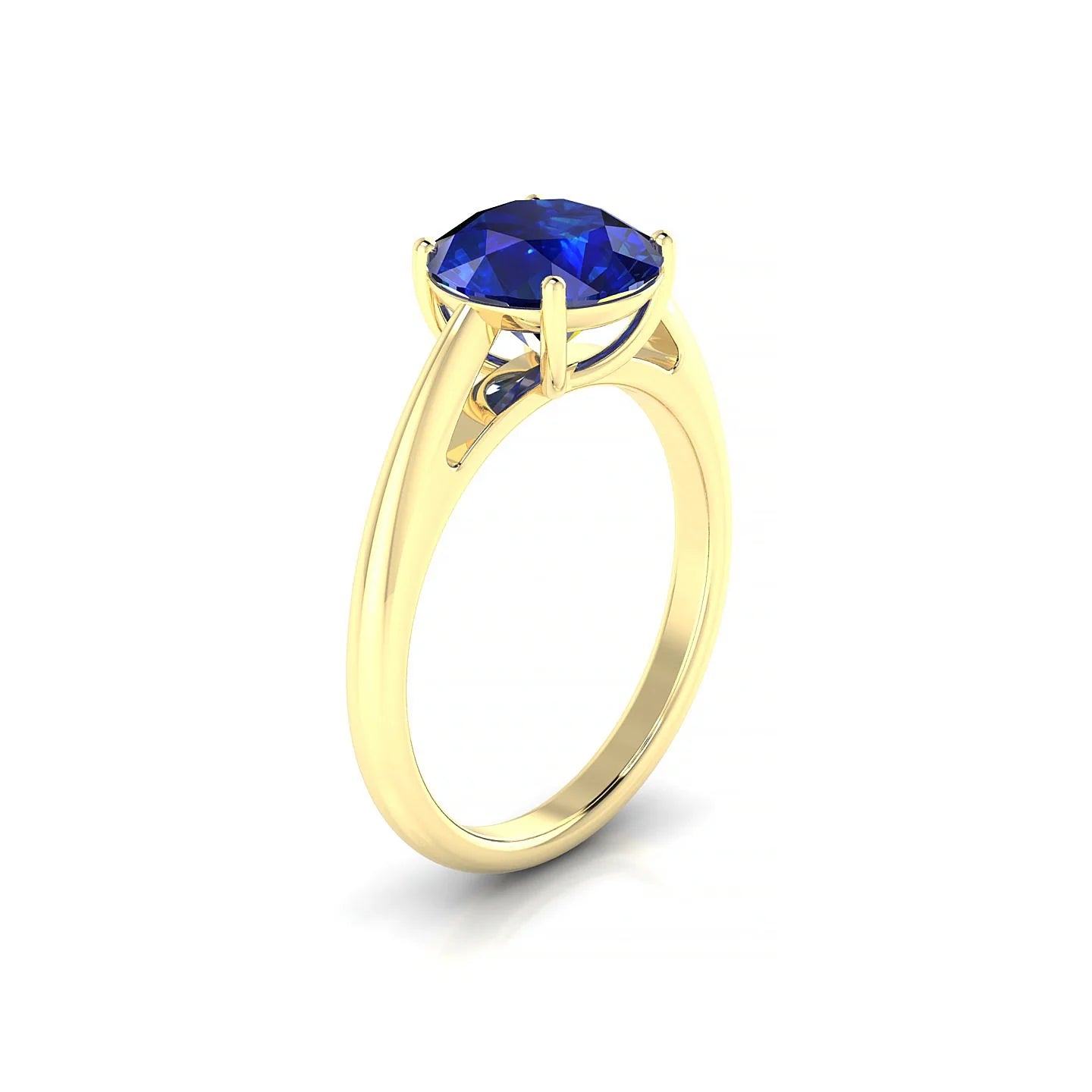 Treasure | 18k Yellow Gold 8 mm Round Sapphire Ring
