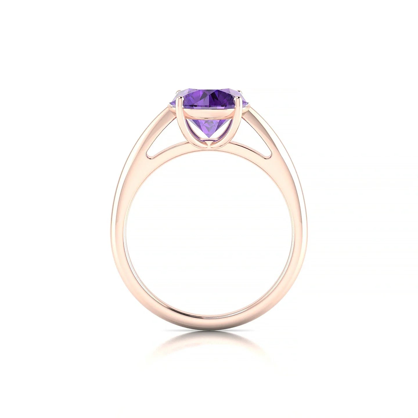 Treasure | 18k Rose Gold 8 mm Round Amethyst Ring