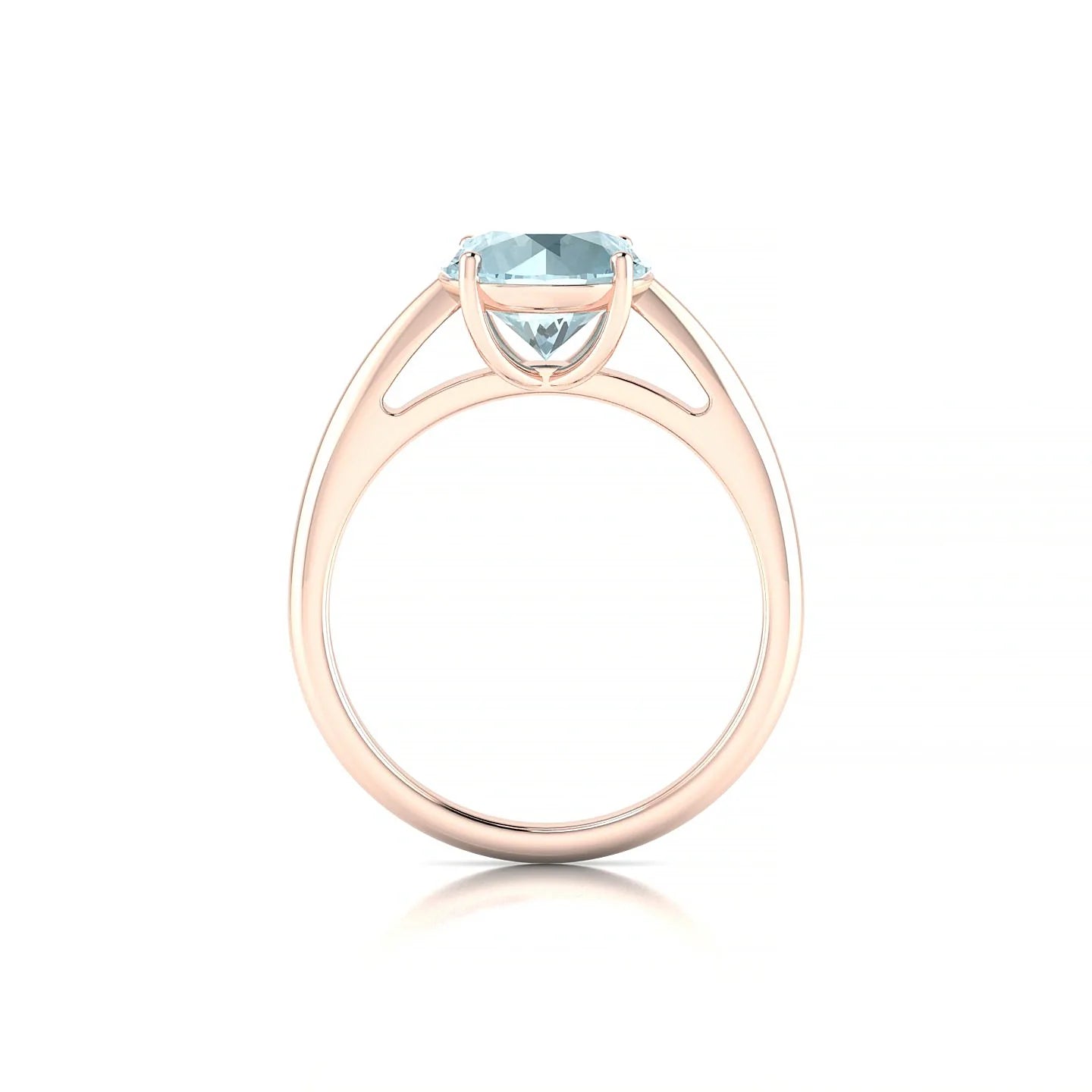 Treasure | 18k Rose Gold 8 mm Round Aquamarine Ring