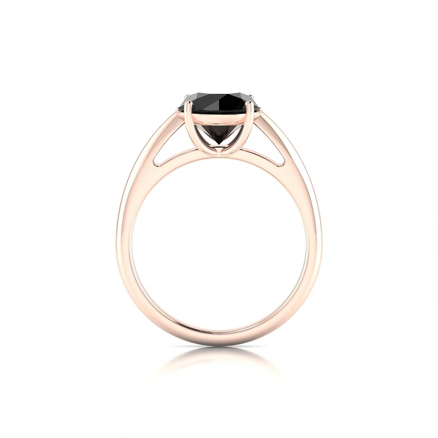 Treasure | 18k Rose Gold 8 mm Round Black Diamond Ring