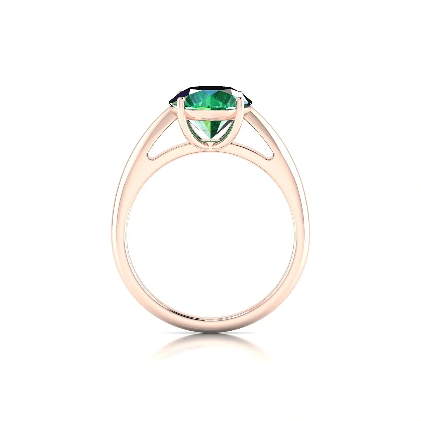 Treasure | 18k Rose Gold 8 mm Round Emerald Ring