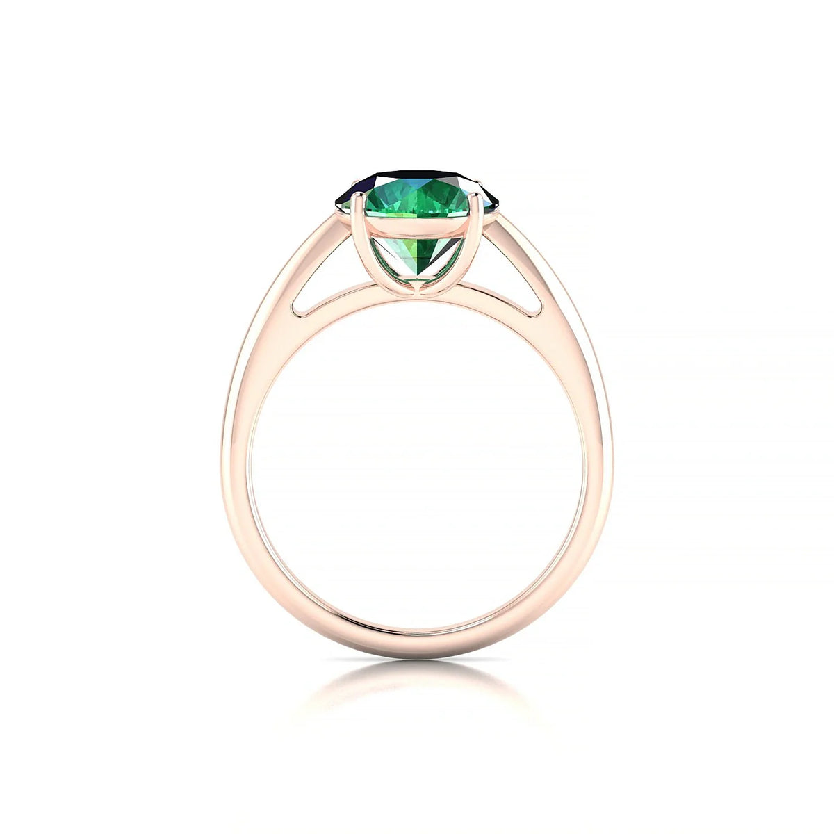 Treasure | 18k Rose Gold 8 mm Round Emerald Ring
