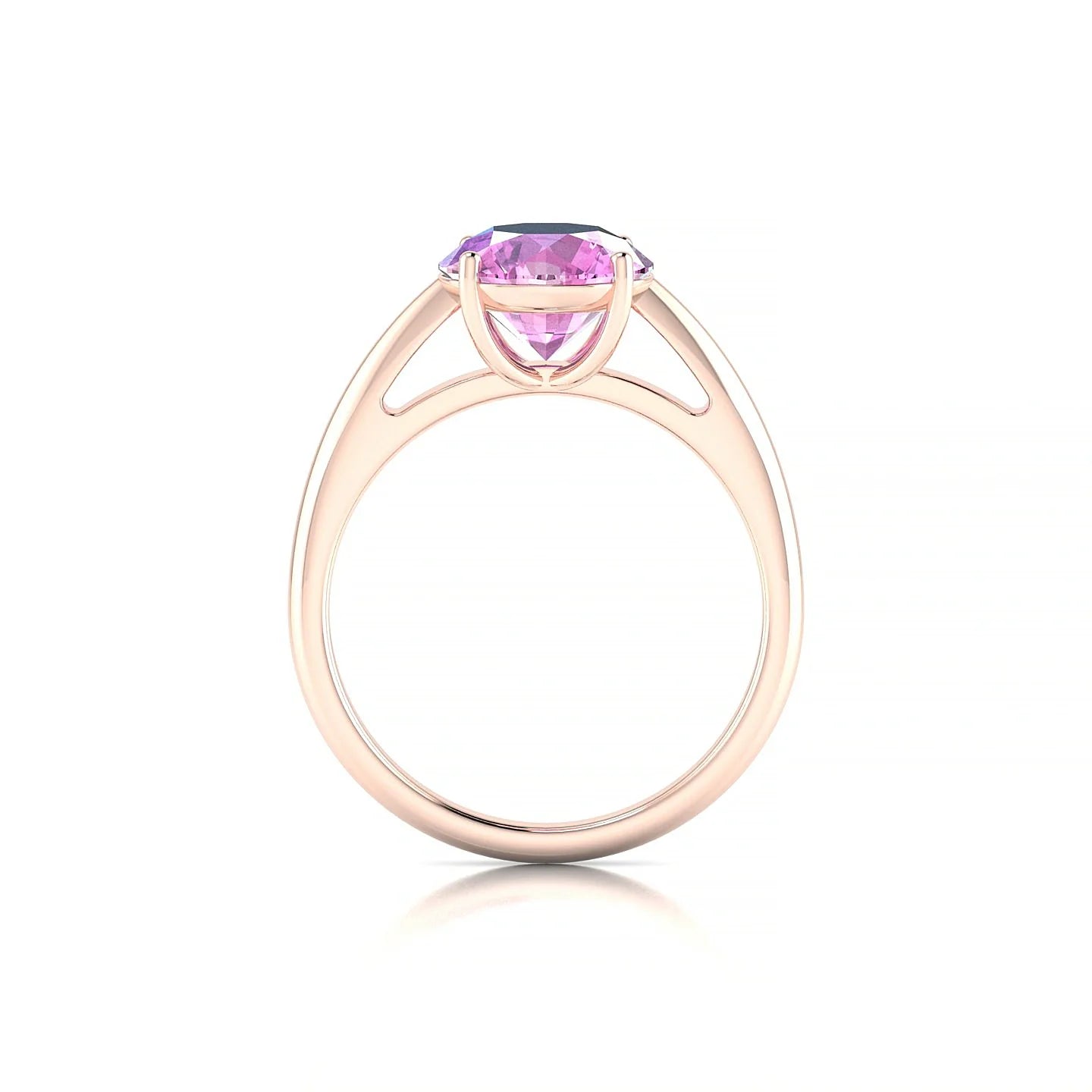 Treasure | 18k Rose Gold 8 mm Round Pink Sapphire Ring