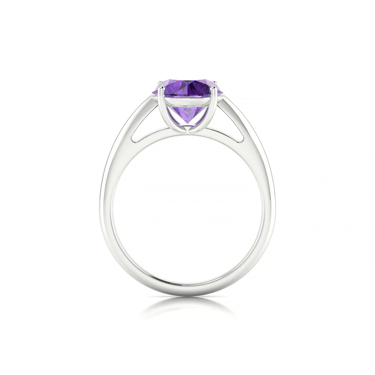 Treasure | 18k White Gold 8 mm Round Amethyst Ring