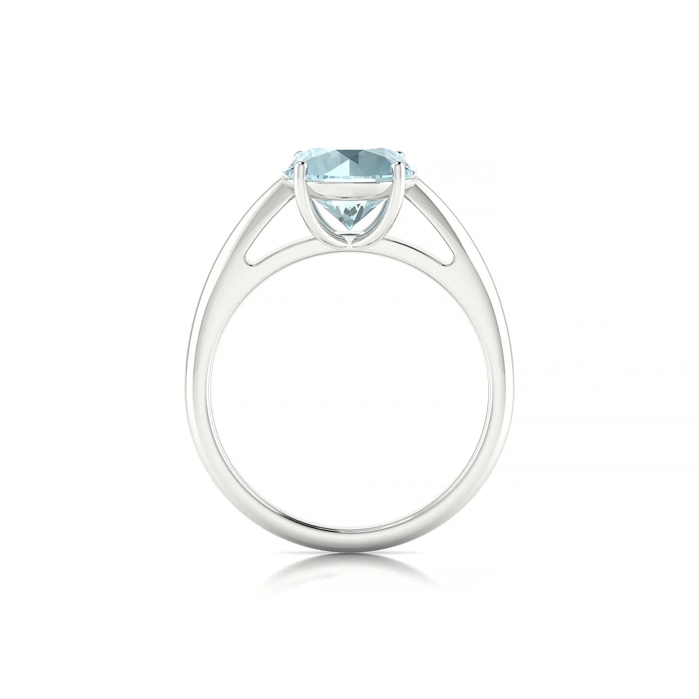 Treasure | 18k White Gold 8 mm Round Aquamarine Ring