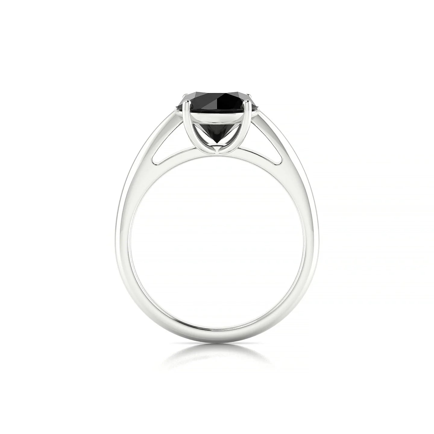 Treasure | 18k White Gold 8 mm Round Black Diamond Ring