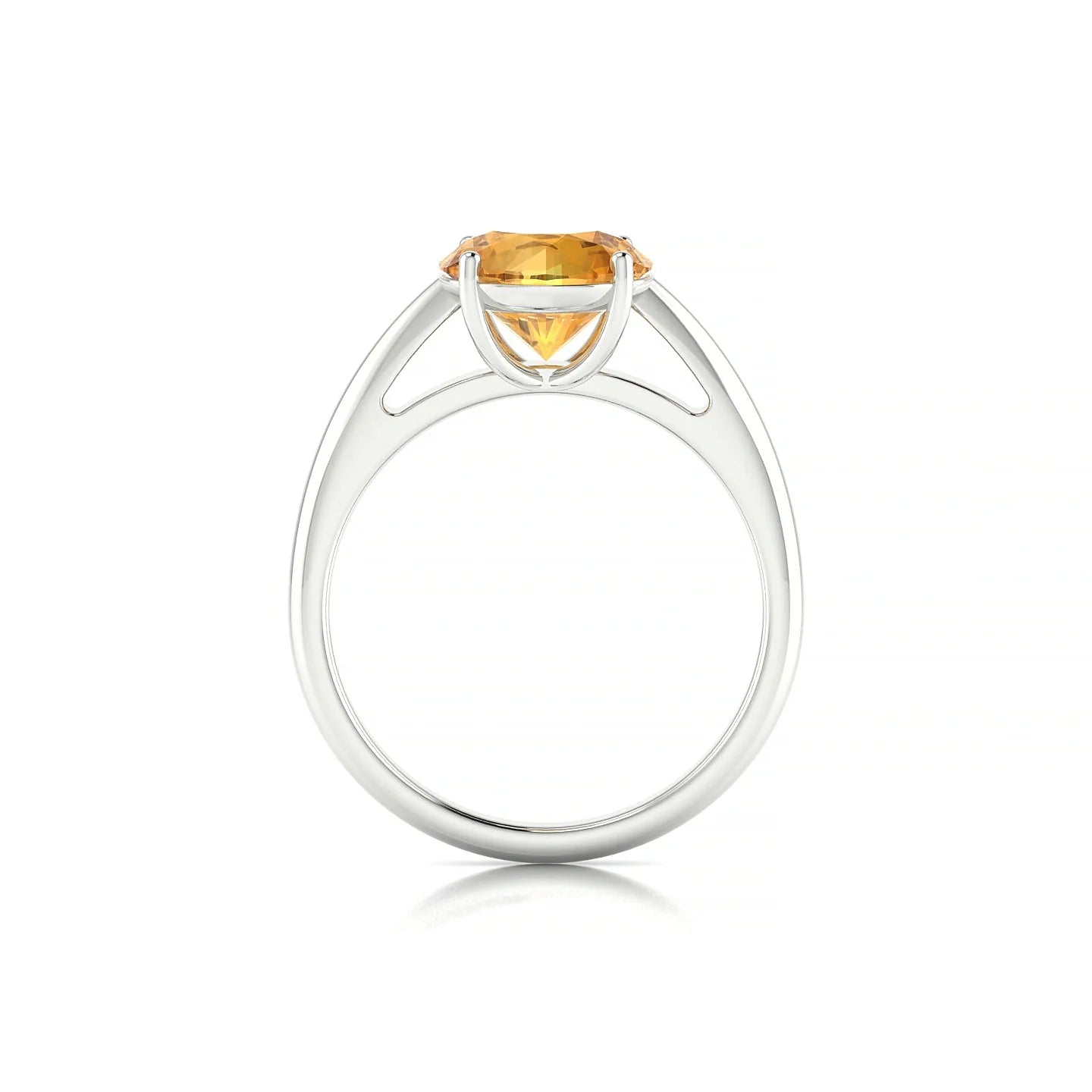 Treasure | 18k White Gold 8 mm Round Citrine Ring