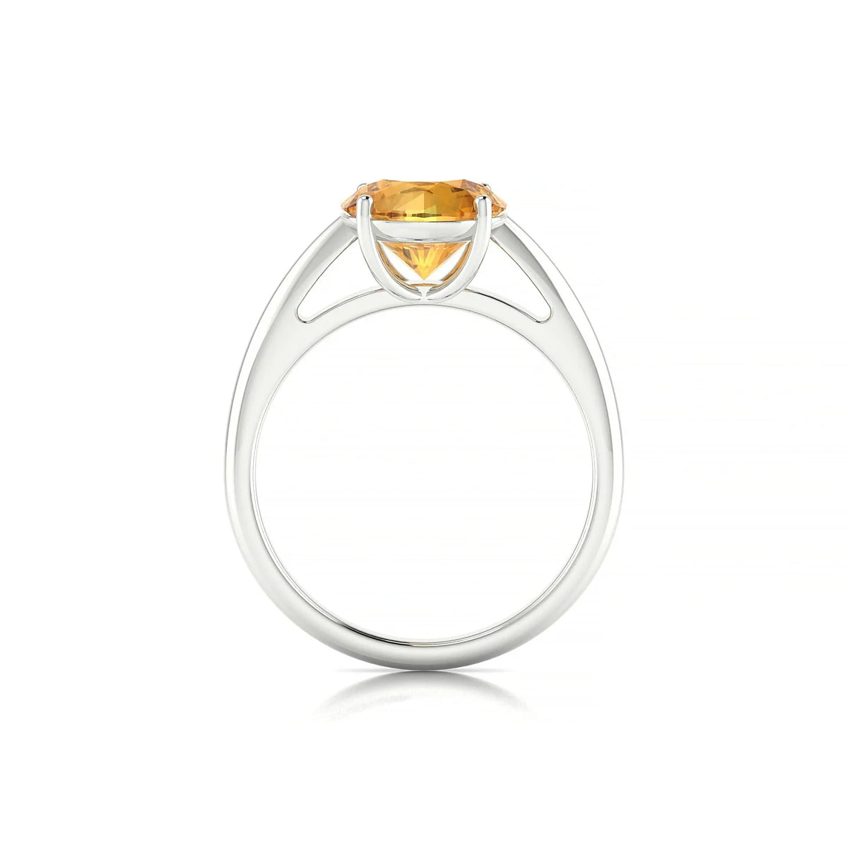 Treasure | 18k White Gold 8 mm Round Citrine Ring