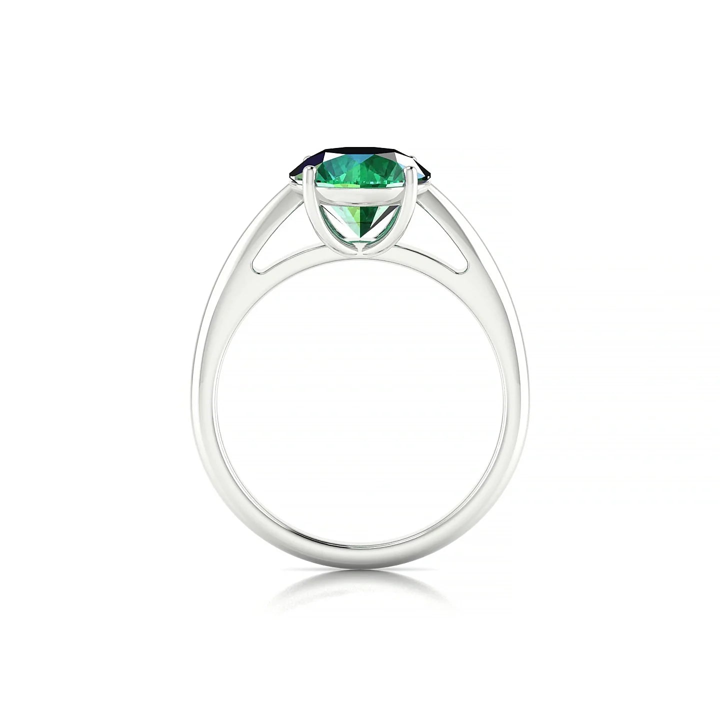 Treasure | 18k White Gold 8 mm Round Emerald Ring