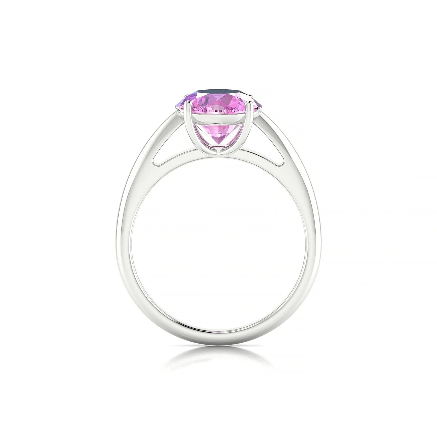 Treasure | 18k White Gold 8 mm Round Pink Sapphire Ring