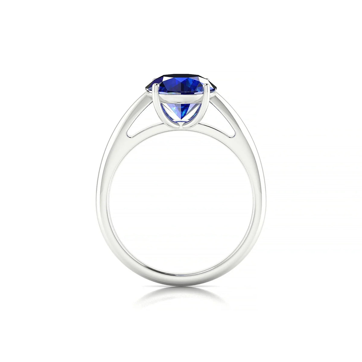 Treasure | 18k White Gold 8 mm Round Sapphire Ring