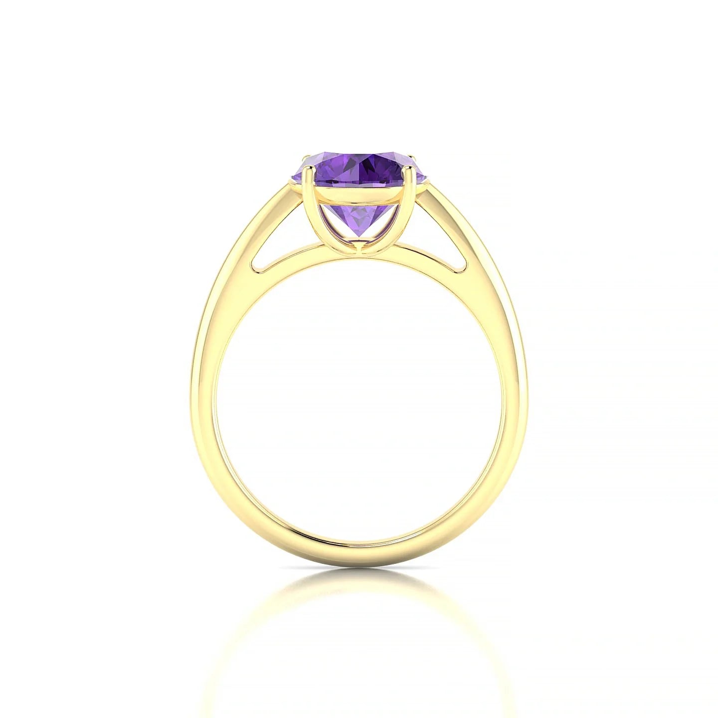 Treasure | 18k Yellow Gold 8 mm Round Amethyst Ring