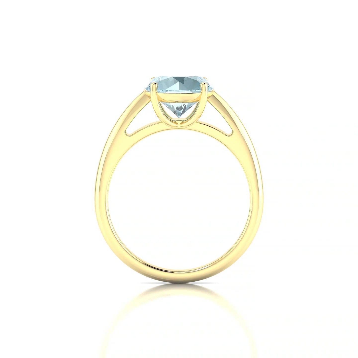 Treasure | 18k Yellow Gold 8 mm Round Aquamarine Ring