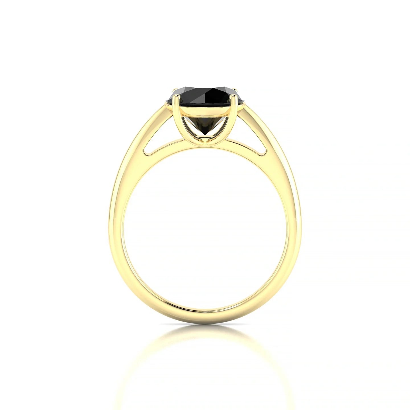 Treasure | 18k Yellow Gold 8 mm Round Black Diamond Ring