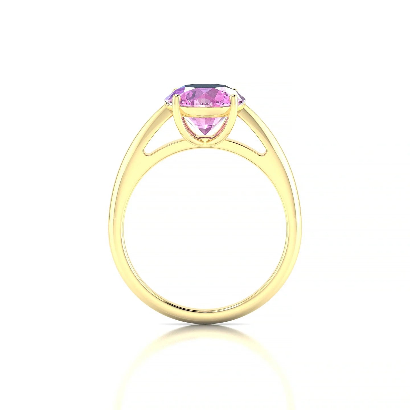 Treasure | 18k Yellow Gold 8 mm Round Pink Sapphire Ring